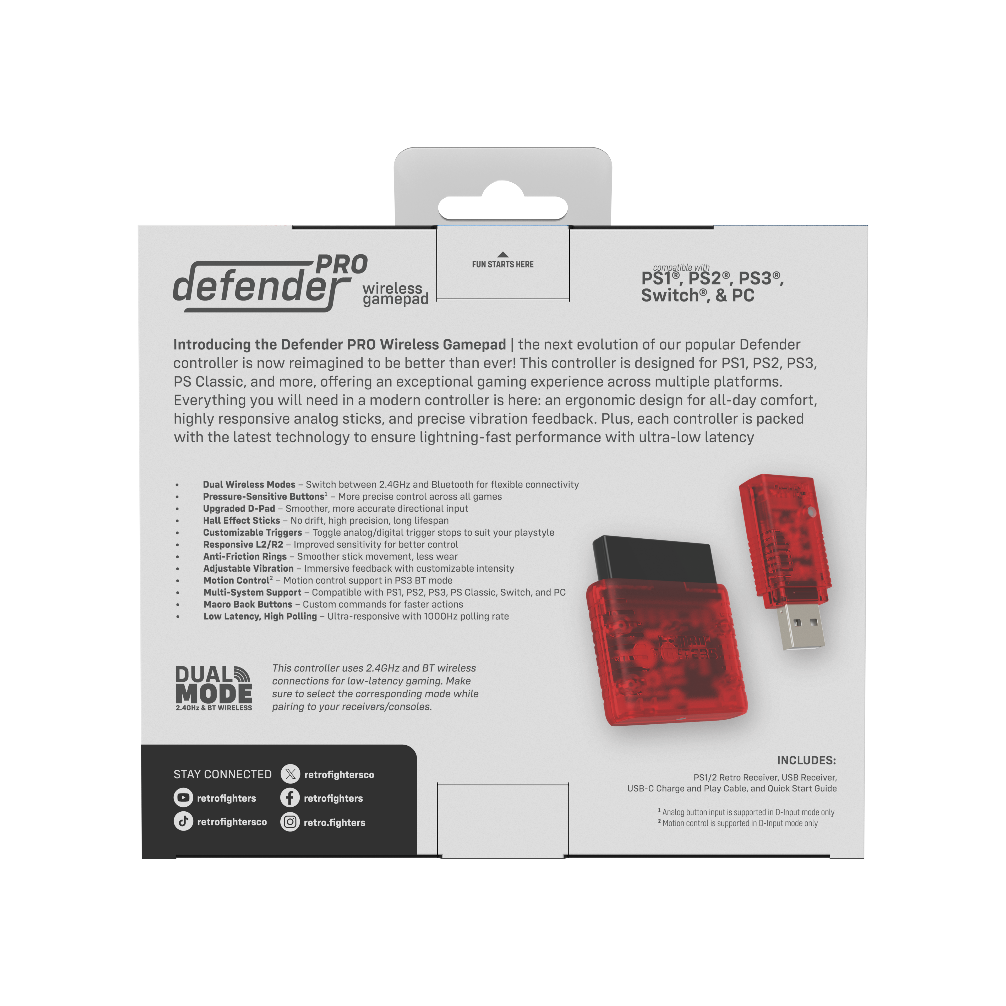 Defender Pro Series Wireless Controller - Red