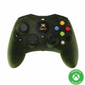Hyperkin wired controller for original Xbox in translucent green, with dual analog sticks, D-pad, and colored action buttons.