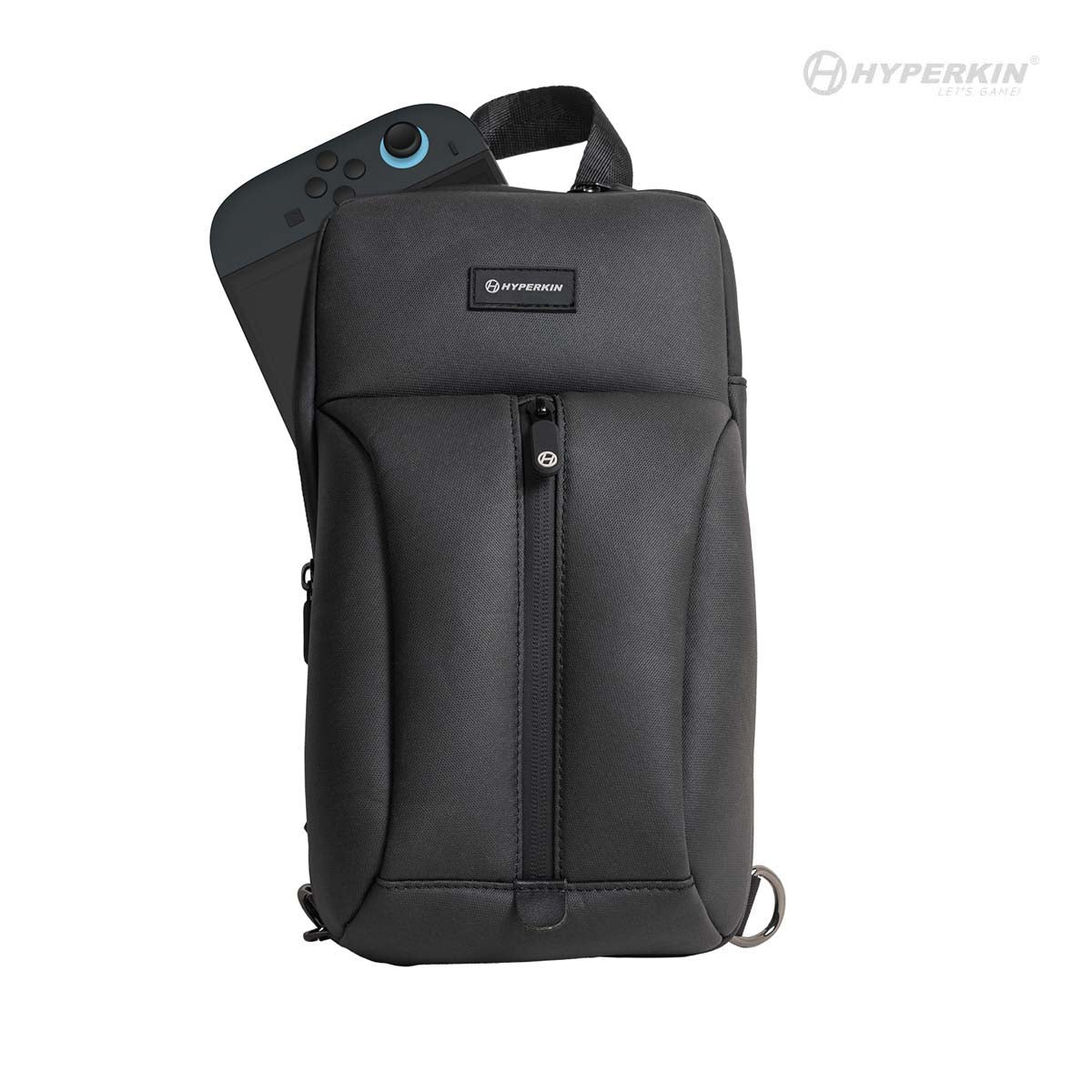 Black backpack with a gaming controller on a white background, featuring the Hyperkin brand.