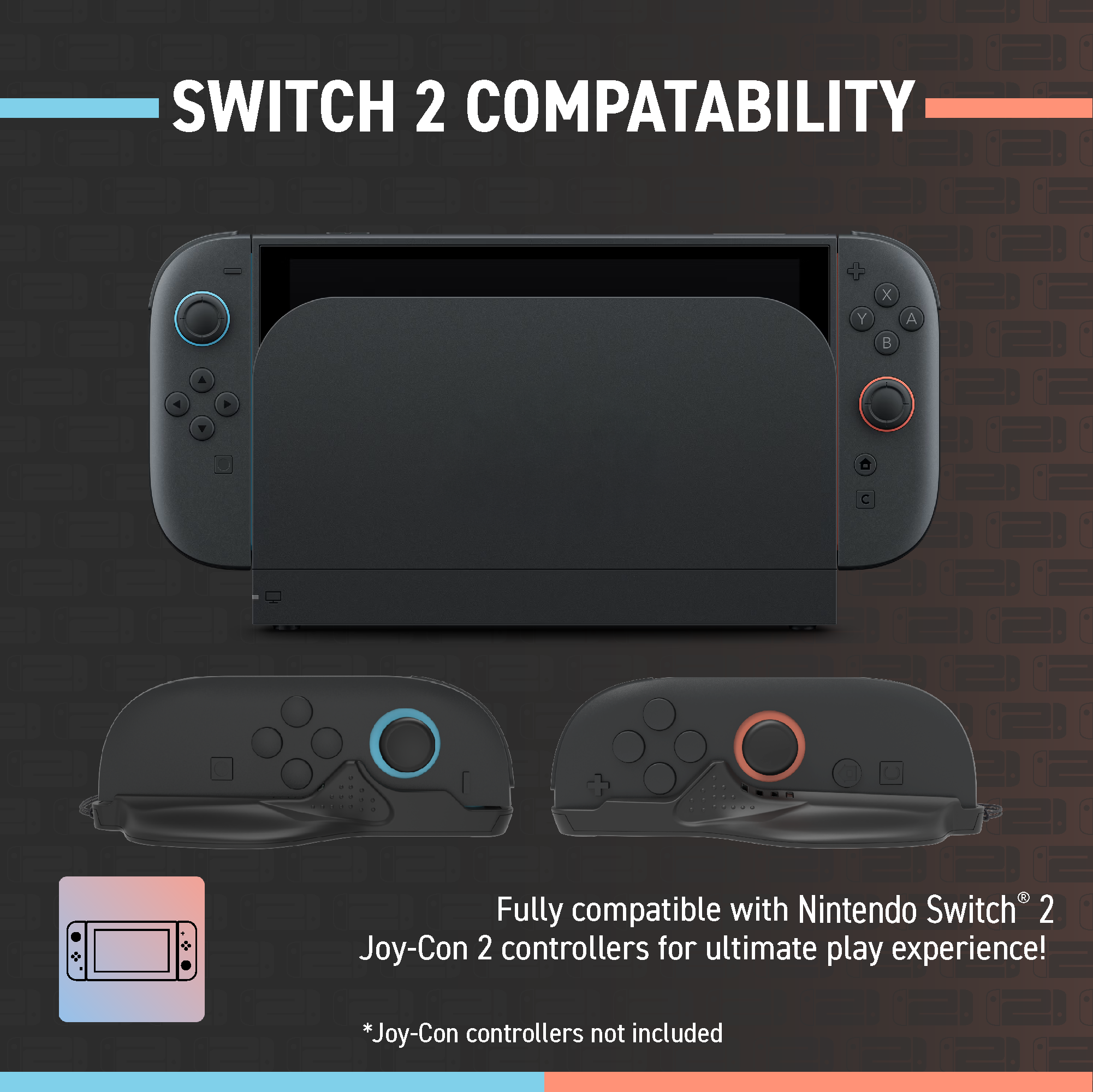 Nintendo Switch console with compatibility text on a dark background