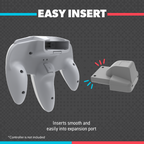 Gaming controller expansion port with text 'Easy Insert' on a gray background