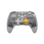 Gray gaming controller with colorful buttons on a white background