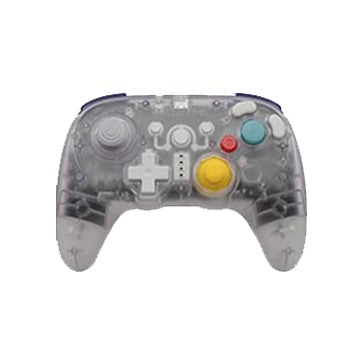 Gray gaming controller with colorful buttons on a white background