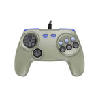 Beige wired game controller with D‑pad and round buttons.