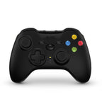 Retro Fighters wireless controller in black, front view with dual analog sticks, D-pad, and colored action buttons for retro gaming.