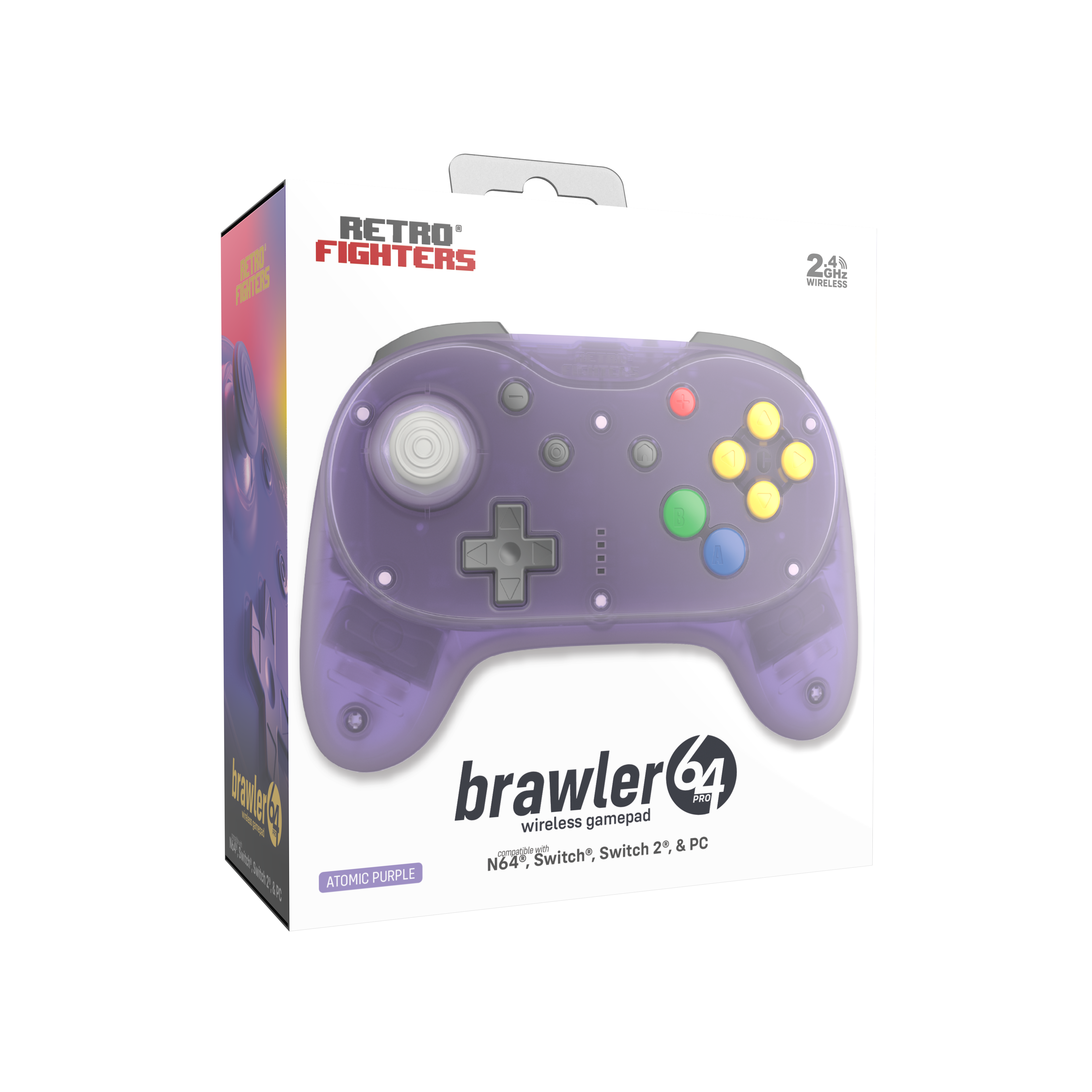 (Contact your Rep) Brawler64 N64 Pro Series Wireless Controller - Atomic Purple