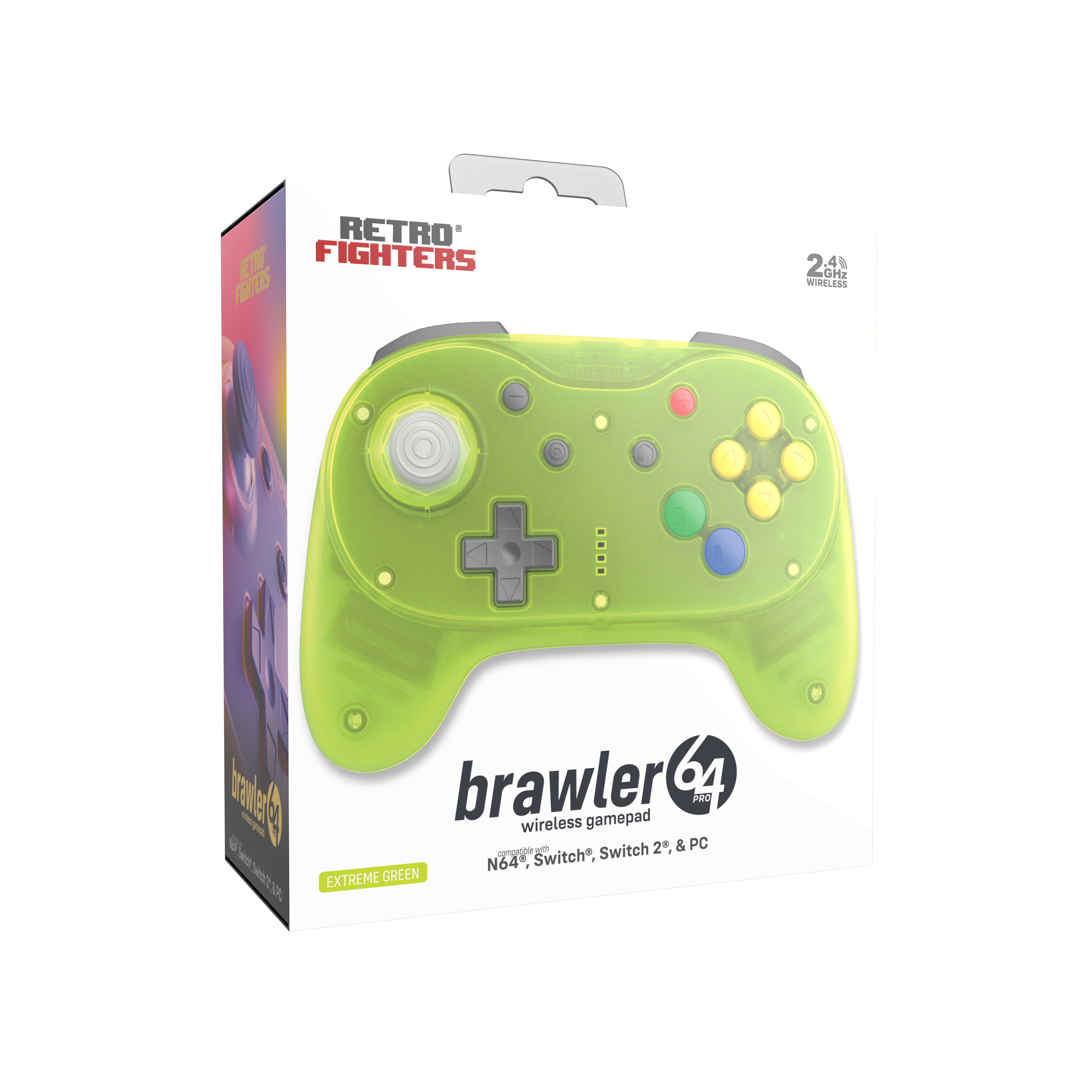 (Contact your Rep) Brawler64 N64 Pro Series Wireless Controller - Extreme Green