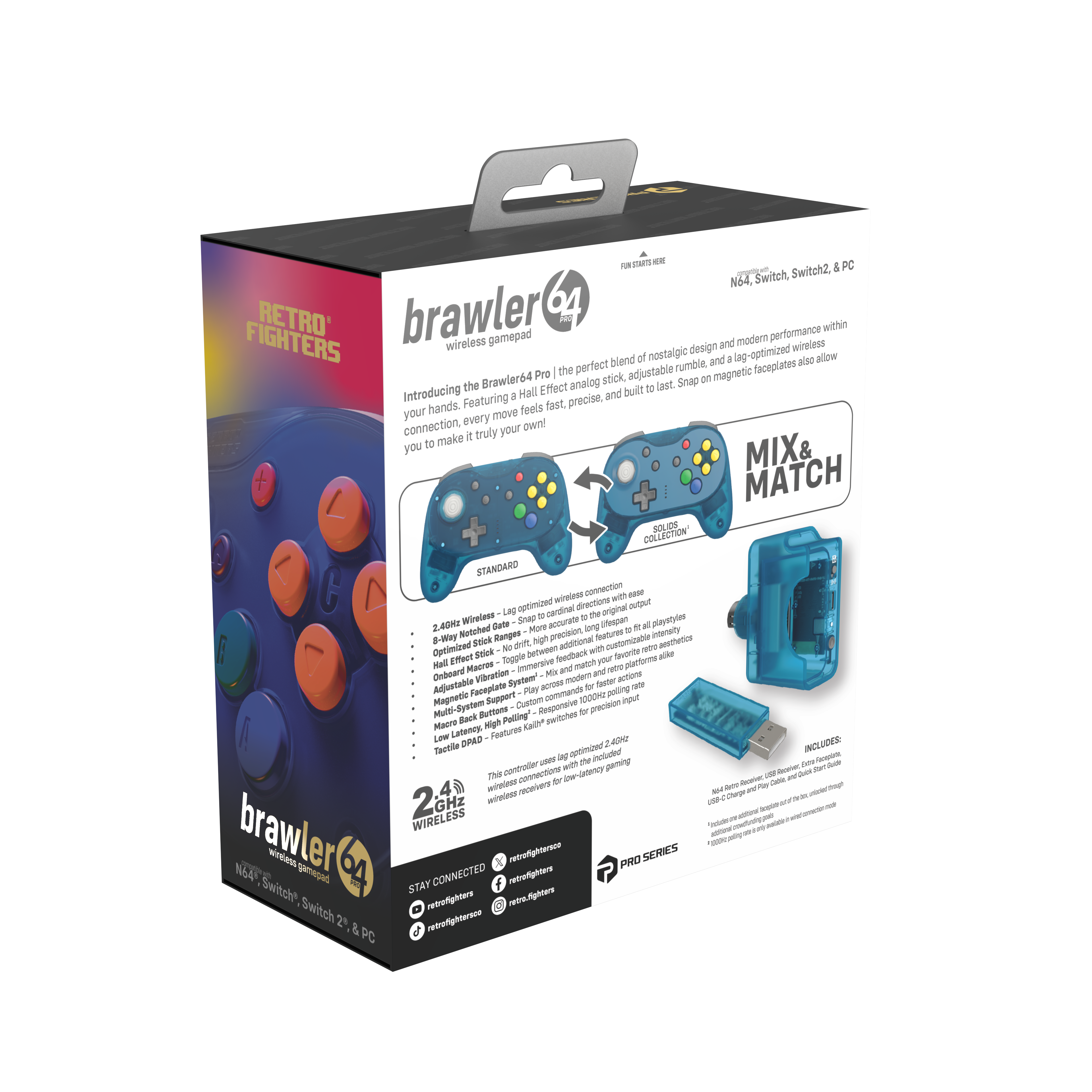 (Contact your Rep) Brawler64 N64 Pro Series Wireless Controller - Ice Blue