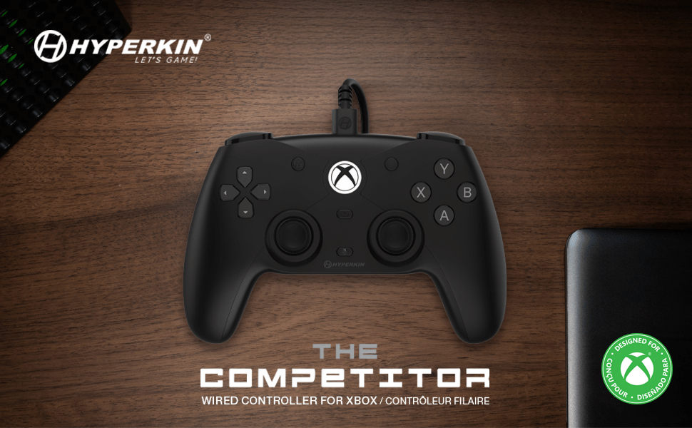 Black Competitor Controller for Xbox Series X|S / Xbox One / Windows 10|11