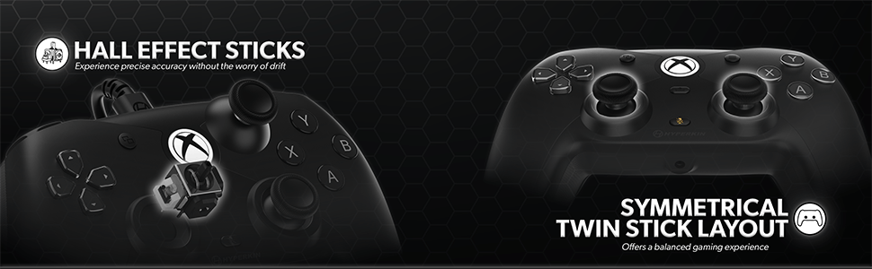 Black Competitor Controller - Hall Effect Sticks and Symmetrical Twin Stick Layout