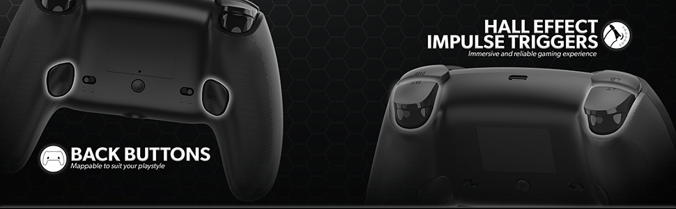 Black Competitor Controller - Back Buttons and Hall Effect Impulse Triggers