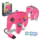 Pink gaming controller with packaging and 'FunToon' branding on a white background