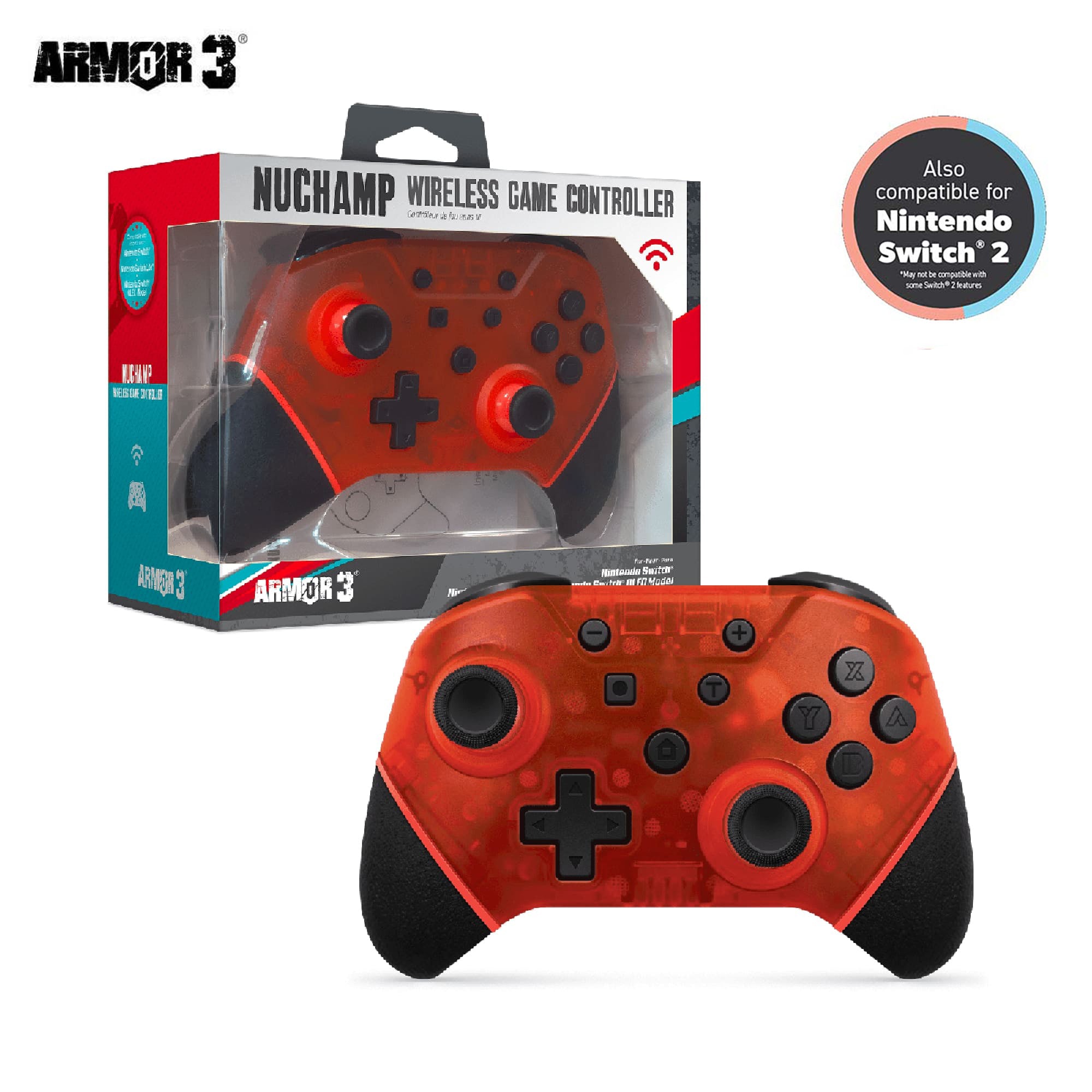 NuChamp Wireless Game Controller - Ruby Red