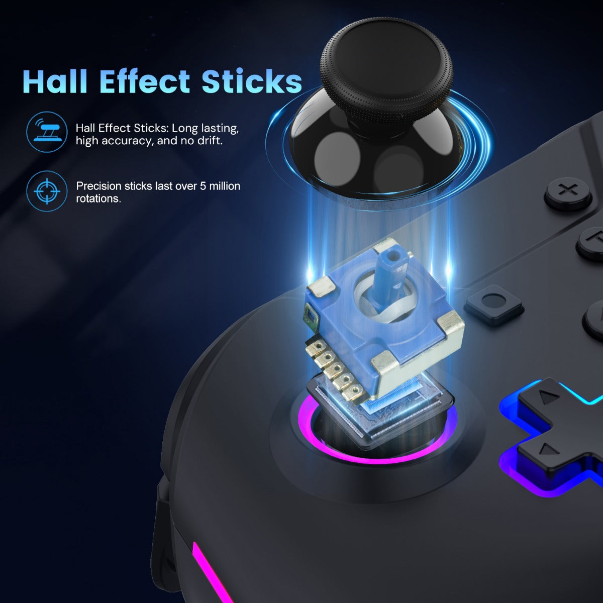 "NuRival" Wireless Hall Effect Stick Game Controller