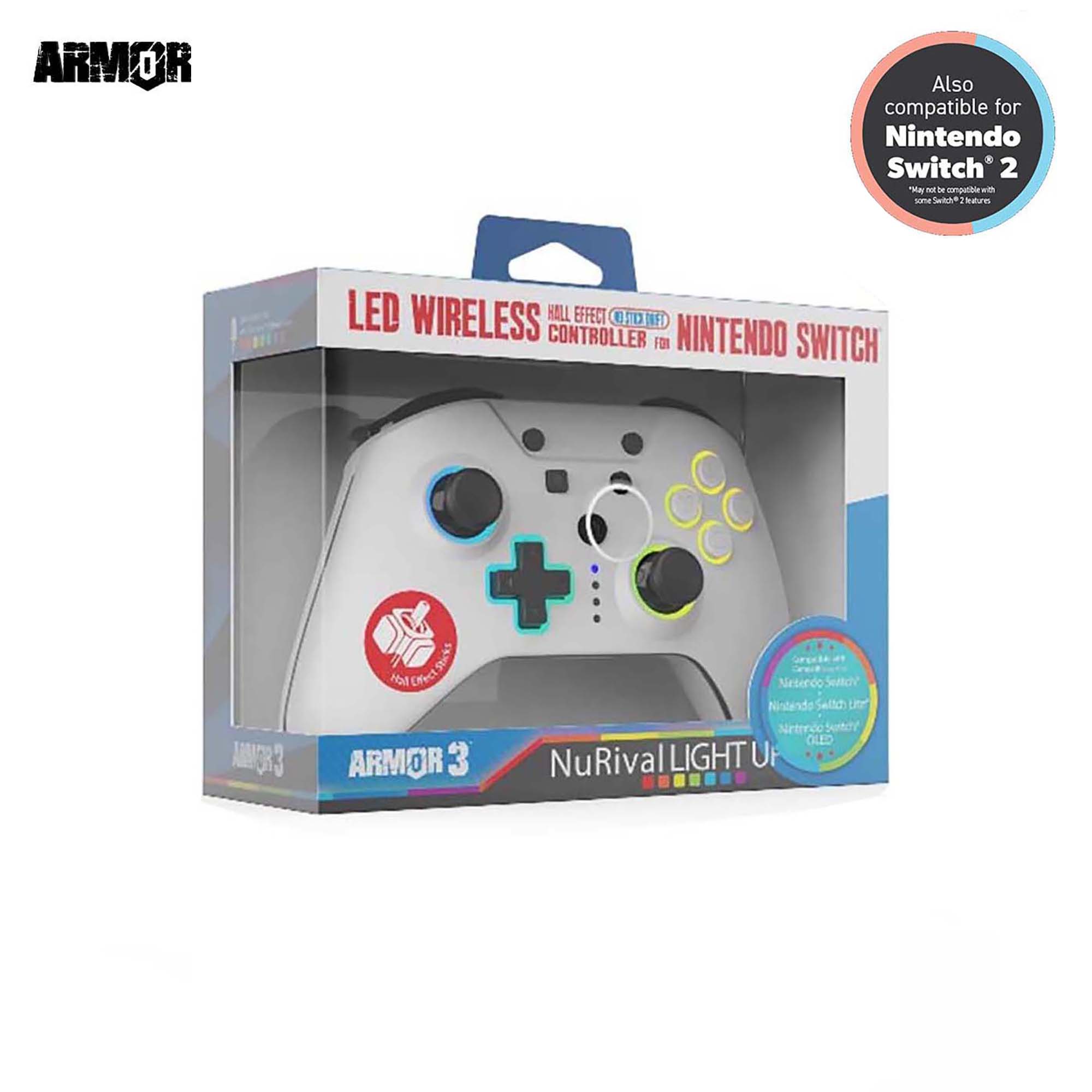 "NuRival" Wireless Hall Effect Stick Game Controller - White