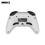 White gaming controller with black accents on a white background, featuring the Armor 3 logo.
