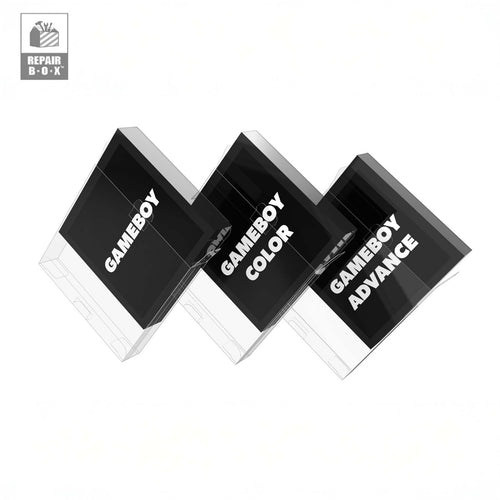 Three Game Boy cases labeled 'Color', 'Color', and 'Advance' on a white background.