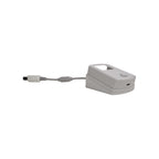 White charging dock/cradle with attached cable and USB connector, compact stand for handheld gaming device charging.
