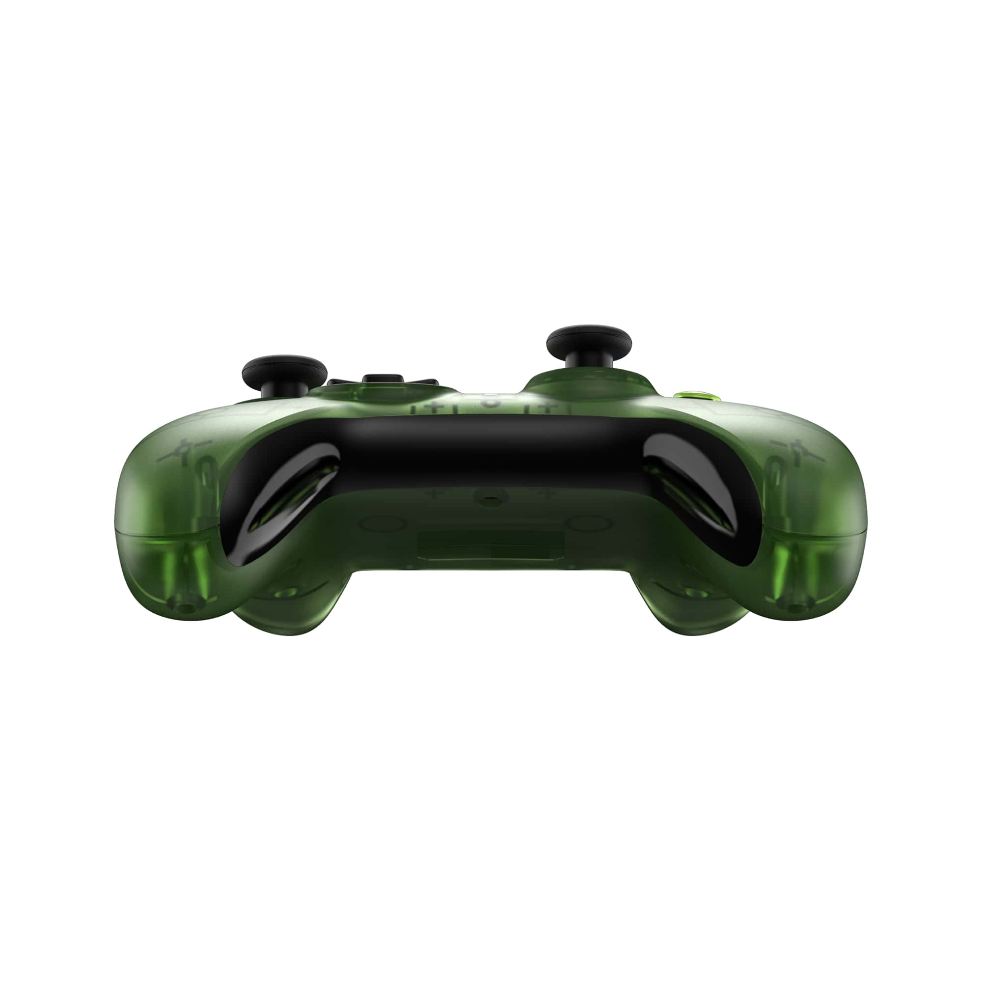 Green gaming controller on a white background