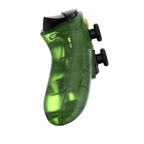 Green transparent gaming controller on a white background