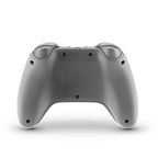 Gray gaming controller on a white background