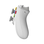 White gaming controller with colorful buttons on a white background