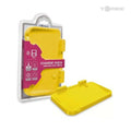 Tomee charge dock for Nintendo 3DS XL in yellow, shown with retail packaging and charging cradle stand.